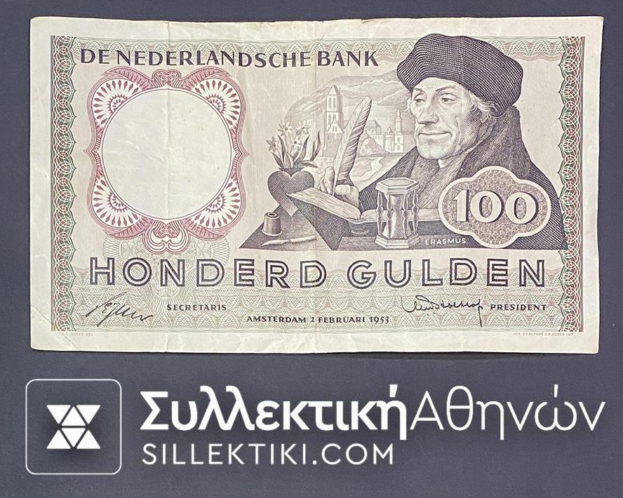 ΟΛΛΑΝΔΙΑ Χαρτονόμισμα 100 Γκιούλντες 1953  VF+++