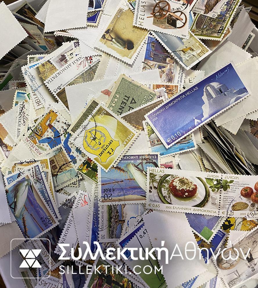 Many thousands of used Greek Postage Stamps. Many of these are in Euros.