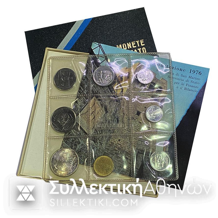ΣΑΝ ΜΑΡΙΝΟ Σετ (8 Νομίσματα με το ασημένιο) 1976 UNC
