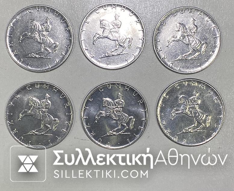ΤΟΥΡΚΙΑ Σετ όλα (6 διαφορετικά) 5 λιρα 1974-1979  σε AU