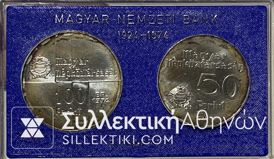 HUNGARY 50 and 100 Forint 1974 Br UNC silver Coins