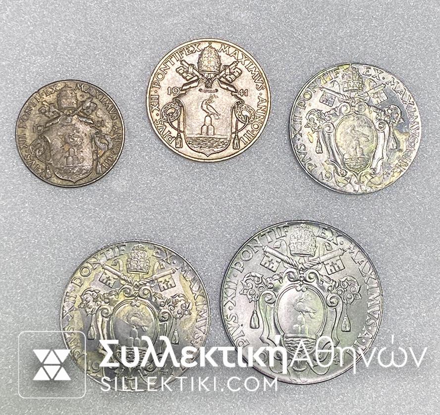 ΒΑΤΙΚΑΝΟ Σετ (5) Χαλκονικέλινων Νομισμάτων 1941 AU/UNC