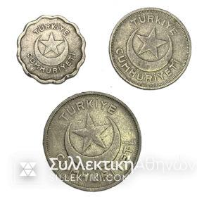 ΤΟΥΡΚΙΑ 1 Κιουρούς 1944 , 5 και 10 Κιουρούς 1940 VF