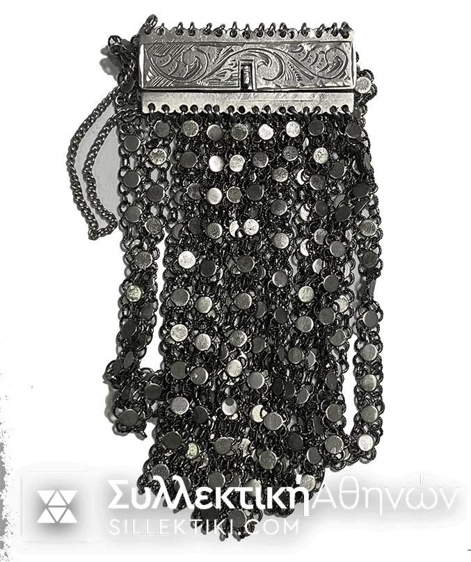 Antique Carved Silver Bracelet in excellent condition, fully intact and functional.