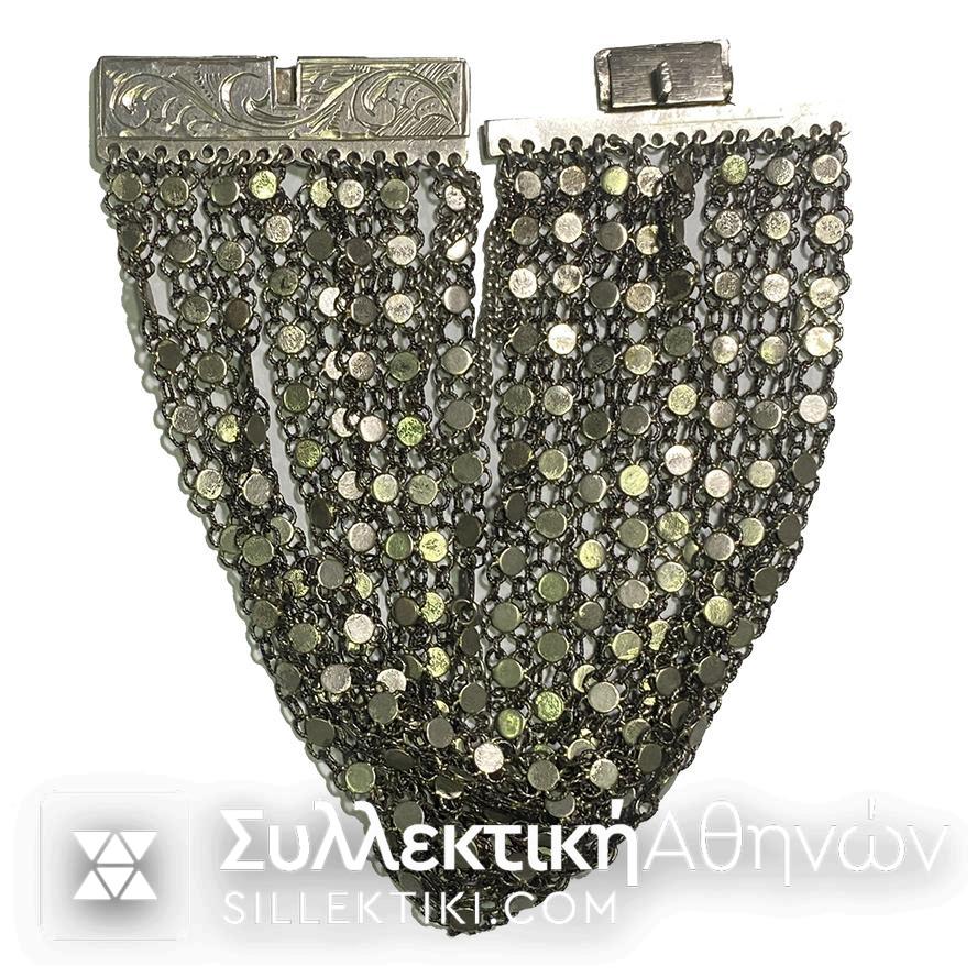 Antique Carved Silver Bracelet in excellent condition, fully intact and functional.