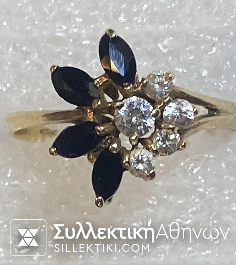 Χρυσό Δαχτυλίδι 14 Καράτια με πέτρες Vintage