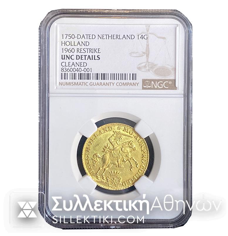 ΟΛΛΑΝΔΙΑ 14 G. 1750 Restrike 1960 Χρυσό πιστοποιημένο