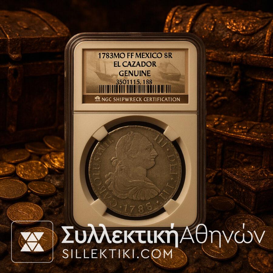 Coin from the famous Shipwreck EL CAZADOR 8 Rials 1783