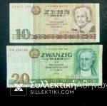 GERMANY 2 Papermoney 10 and 20 Mark 1971 and 1975 VF