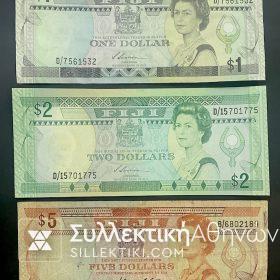 ΦΙΤΖΙ 1,2,5 Δολάρια Χαρτονομίσματα Δεκαετίας 80/90 VF