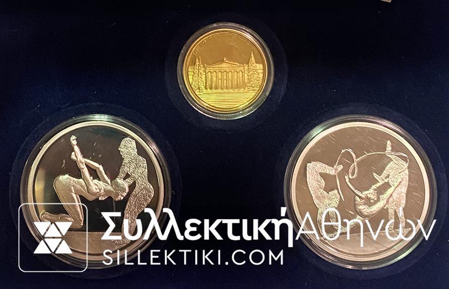 Χρυσό 100 Ευρώ και 2 Ασημένια 10 Ευρώ Νομίσματα 2004 Proof