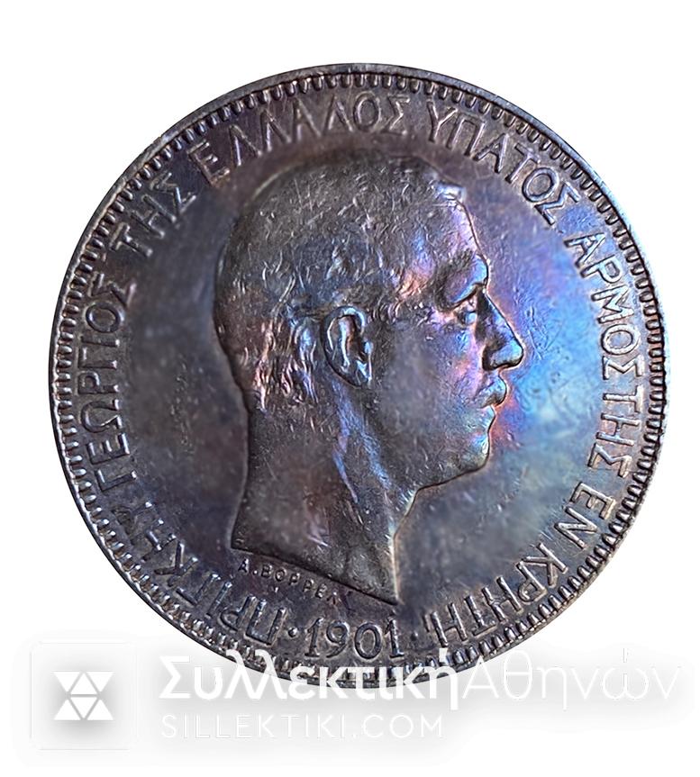 5 Δραχμές 1901 Κρητική Πολιτεία Χρωματιστή Πατίνα VF/XF