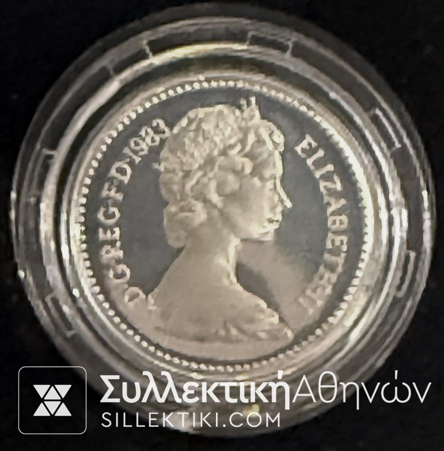 BRITISH 1 Pound SIlver Proof 1983 COA