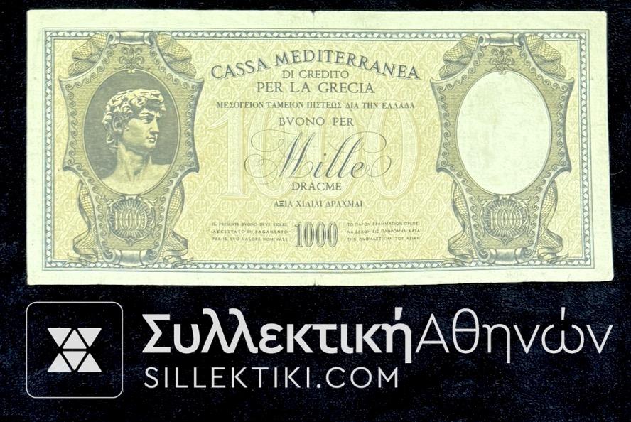 1000 Δραχμές Cassa Mediterranea 1941 Χαρτονόμισμα VF